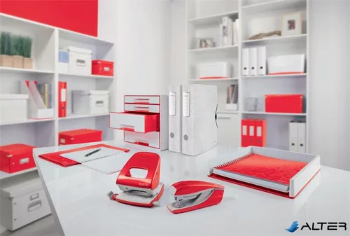 Lyukasztó, kétlyukú, 30 lap, LEITZ 'Nexxt Wow', piros
