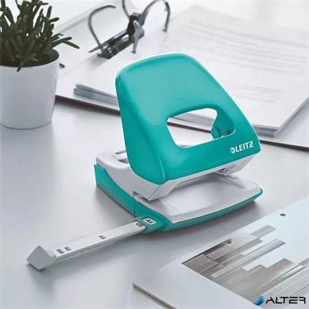 Lyukasztó, kétlyukú, 30 lap, LEITZ 'Nexxt Wow', jégkék