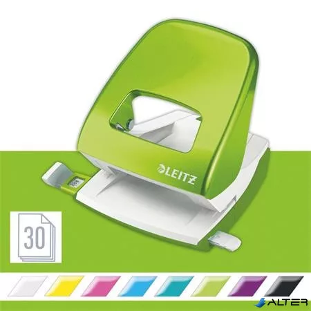 Lyukasztó, kétlyukú, 30 lap, LEITZ "Nexxt Wow", zöld