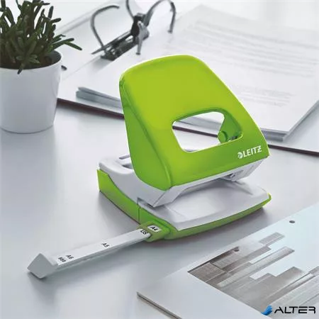 Lyukasztó, kétlyukú, 30 lap, LEITZ 'Nexxt Wow', zöld