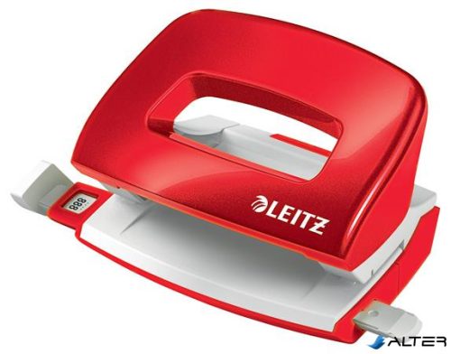 Lyukasztó, kétlyukú, 10 lap, fém, mini, LEITZ "Nexxt Wow", piros