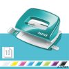 Lyukasztó, kétlyukú, 10 lap, fém, mini, LEITZ "Nexxt Wow", jégkék