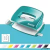 Lyukasztó, kétlyukú, 10 lap, fém, mini, LEITZ "Nexxt Wow", jégkék