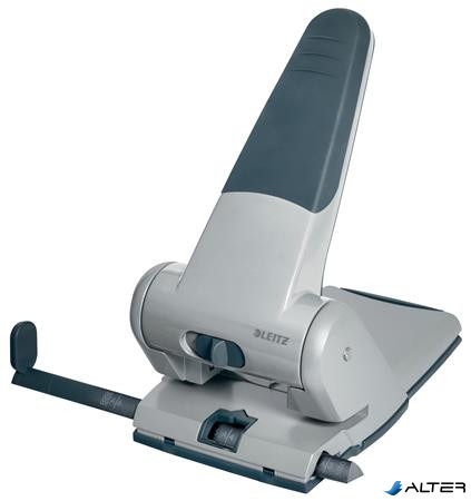 Lyukasztó, nagyteljesítményű, kétlyukú, 65 lap, LEITZ "5180", ezüst