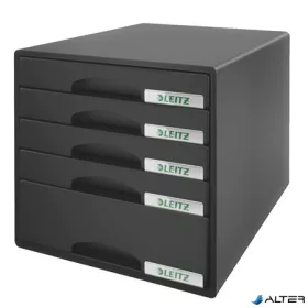   Irattároló, műanyag, 5 fiókos, LEITZ "Plus", fekete