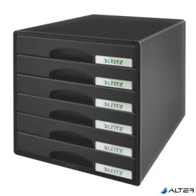   Irattároló, műanyag, 6 fiókos, LEITZ "Plus", fekete