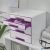 Irattároló, műanyag, 4 fiókos, LEITZ "Wow Cube", fehér/lila