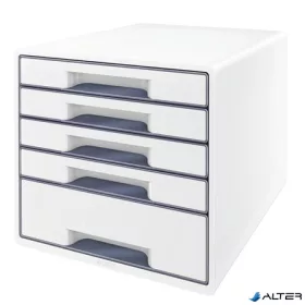   Irattároló, műanyag, 5 fiókos, LEITZ "Wow Cube", fehér/szürke
