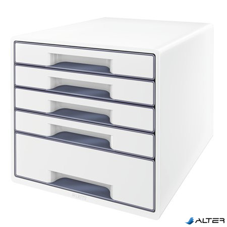 Irattároló, műanyag, 5 fiókos, LEITZ "Wow Cube", fehér/szürke