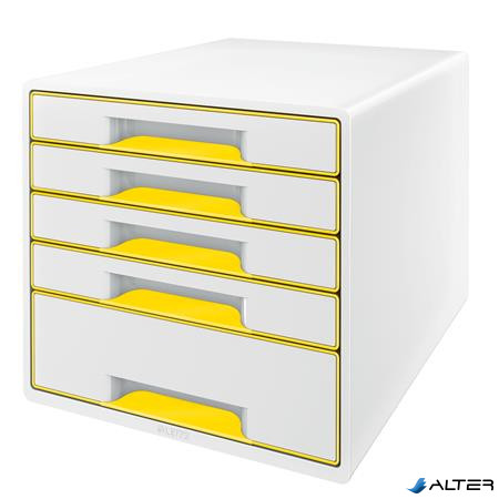 Irattároló, műanyag, 5 fiókos, LEITZ "Wow Cube", fehér/sárga