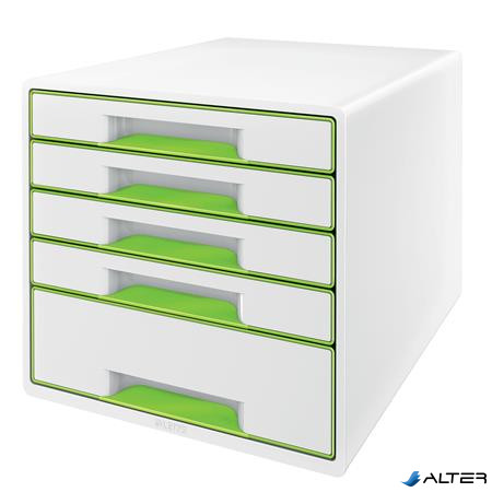 Irattároló, műanyag, 5 fiókos, LEITZ "Wow Cube", fehér/zöld