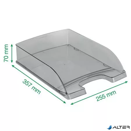 Irattálca, műanyag, LEITZ "Plus", füstszínű