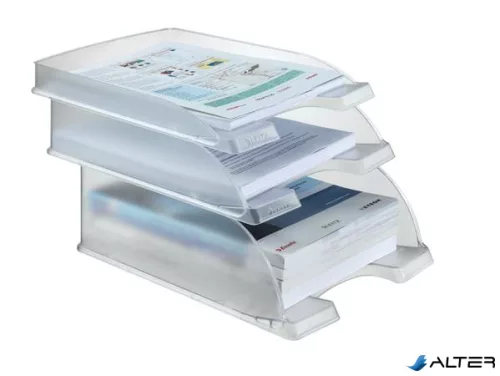 Irattálca, műanyag, LEITZ "Plus", áttetsző fehér