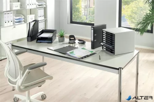 Irattálca, műanyag, LEITZ "Plus", áttetsző fehér