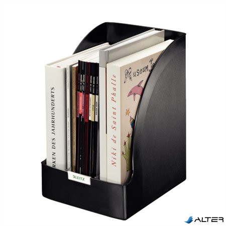 Iratpapucs, műanyag, 205 mm, elválasztókkal, LEITZ "Plus Jumbo", fekete