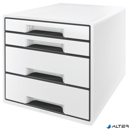 Irattároló, műanyag, 4 fiókos, LEITZ "Cube", fehér