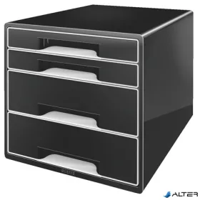   Irattároló, műanyag, 4 fiókos, LEITZ "Cube", fekete