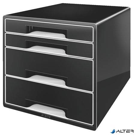 Irattároló, műanyag, 4 fiókos, LEITZ "Cube", fekete
