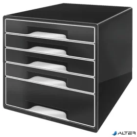   Irattároló, műanyag, 5 fiókos, LEITZ "Cube", fekete