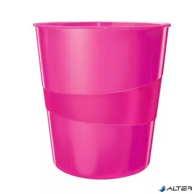 Papírkosár, 15 liter, LEITZ "Wow", rózsaszín