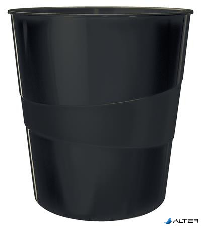 Papírkosár, 15 liter, LEITZ "Wow", fekete