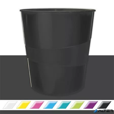 Papírkosár, 15 liter, LEITZ "Wow", fekete