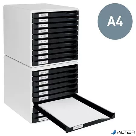 Irattároló, műanyag, 10 fiókos, LEITZ "Standard", kék