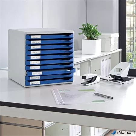 Irattároló, műanyag, 10 fiókos, LEITZ "Standard", kék