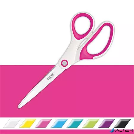 Olló, irodai, 20,5 cm, LEITZ "Wow Titán", rózsaszín