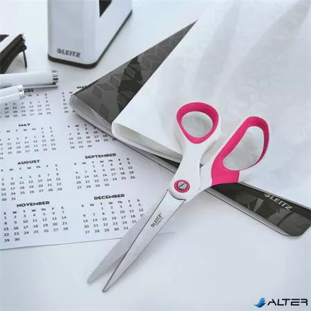 Olló, irodai, 20,5 cm, LEITZ "Wow Titán", rózsaszín
