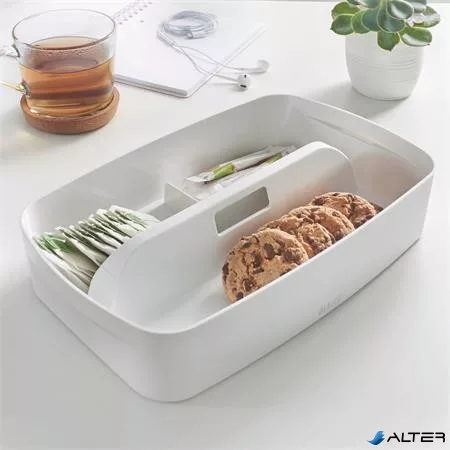 Rendszerező tálca, fogantyúval, kicsi, LEITZ "MyBox", fehér