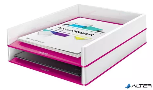 Irattálca, műanyag, kettős színhatású, LEITZ "Wow", rózsaszín