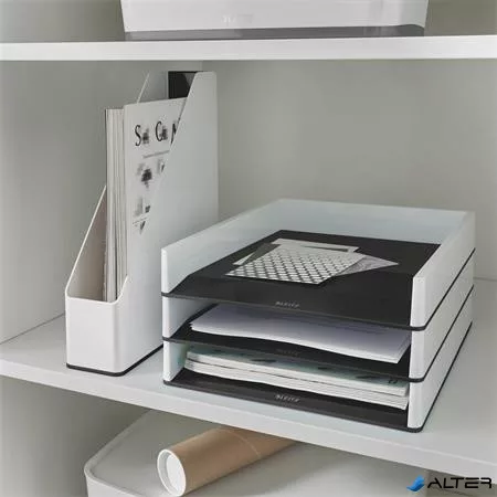 Irattálca, műanyag, kettős színhatású, LEITZ "Wow", fekete