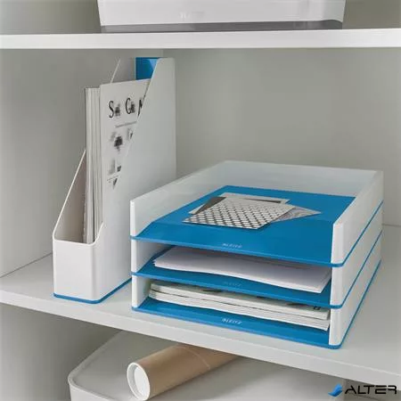 Iratpapucs, műanyag, 73 mm, kettős színhatású, LEITZ "Wow", kék