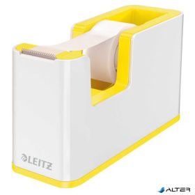  Ragasztószalag-adagoló, asztali, feltöltött, LEITZ "Wow", fehér-sárga