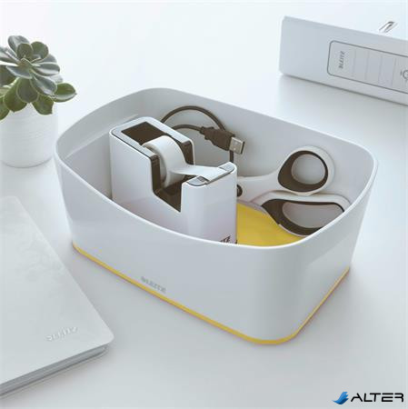 Ragasztószalag-adagoló, asztali, feltöltött, LEITZ "Wow", fehér-sárga