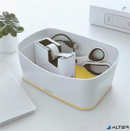 Ragasztószalag-adagoló, asztali, feltöltött, LEITZ 'Wow', fehér-sárga