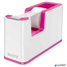   Ragasztószalag-adagoló, asztali, feltöltött, LEITZ "Wow", fehér-rózsaszín