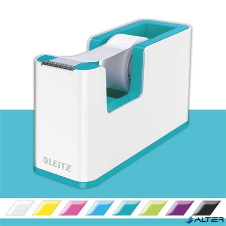 Ragasztószalag-adagoló, asztali, feltöltött, LEITZ "Wow", fehér-jégkék