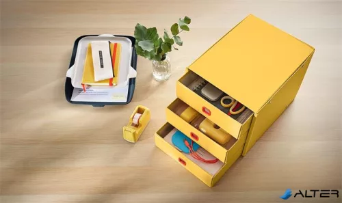Irattároló, laminált karton, 3 fiókos, LEITZ 'Cosy Click&Store', melegsárga