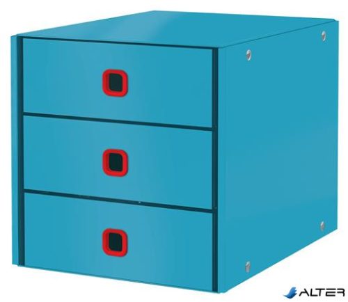 Irattároló, laminált karton, 3 fiókos, LEITZ "Cosy Click&Store", nyugodtkék
