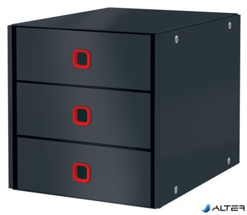 Irattároló, laminált karton, 3 fiókos, LEITZ "Cosy Click&Store", bársonyszürke