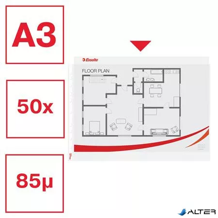 Genotherm, lefűzhető, A3, 75 mikron, narancsos felület, fekvő, ESSELTE