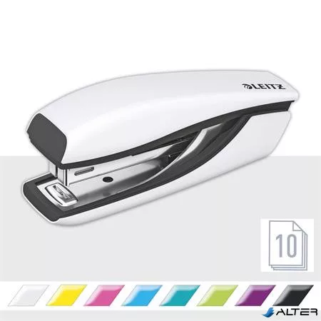 Tűzőgép, mini, No. 10, 10 lap, fém, LEITZ "Nexxt Wow", fehér