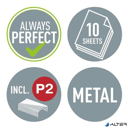 Tűzőgép, mini, No. 10, 10 lap, fém, LEITZ 'Nexxt Wow', fehér