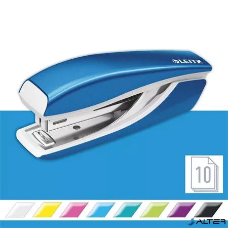Tűzőgép, mini, No. 10, 10 lap, fém, LEITZ "Nexxt Wow", kék