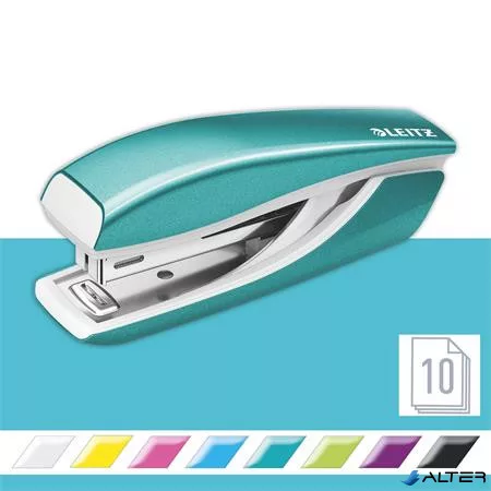 Tűzőgép, mini, No. 10, 10 lap, fém, LEITZ "Nexxt Wow", jégkék