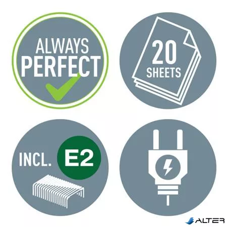 Tűzőgép, elektromos, 24/6, 20 lap, LEITZ "Nexxt 5533", fehér