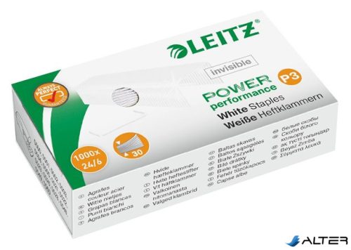 Tűzőkapocs, 24/6, LEITZ "P3", fehér