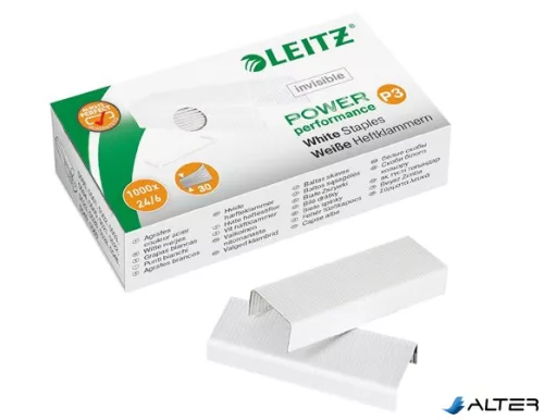 Tűzőkapocs, 24/6, LEITZ "P3", fehér